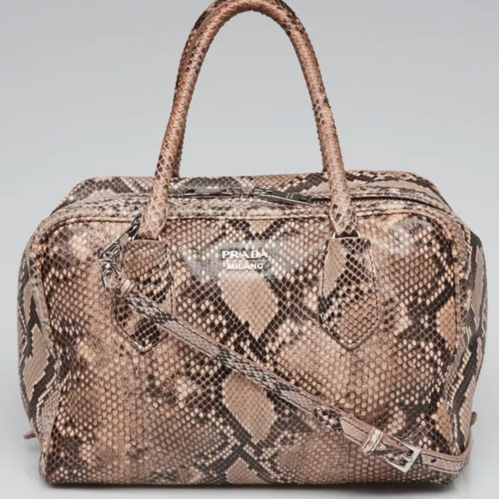 AUTHENTIC Prada Exotic Snakeskin and Baby Pink leather bag
